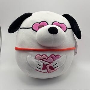 Peanuts Black and White Plush Dog with Pink Heart Eyes